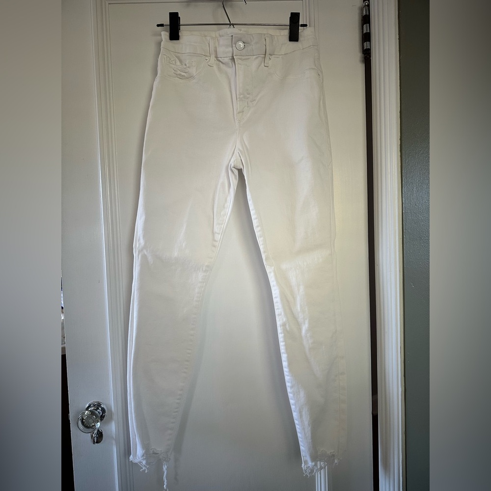 Good American Good Legs white distressed skinny denim, size 8/29